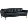 Auris Sofa | Oak Leg, Black Colour Aniline Leather